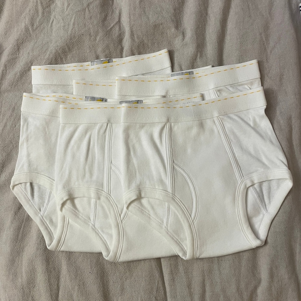 Deadstock 6 Pack Tiger Briefs Underwear Kids Boys 10-12 White Cotton Double Seat